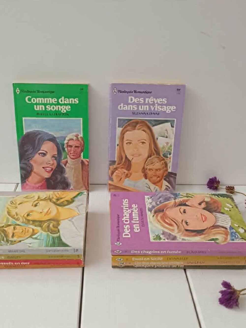 Harlequin Romantique Paperbacks Lot #1 of 10 French Books 1980s W/ Inscriptions